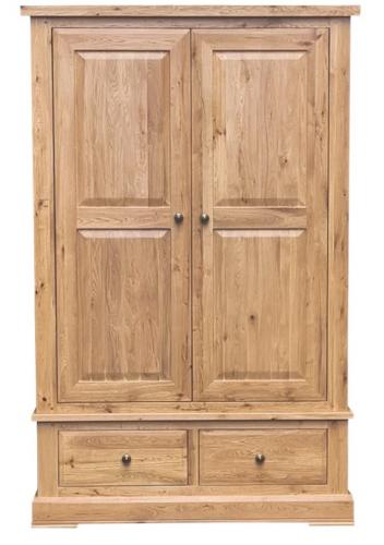 Francis Solid Oak Large Wardrobe with 2 Drawers